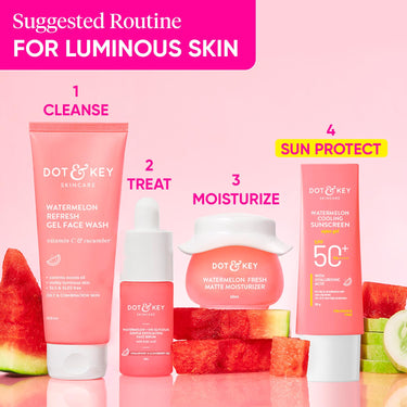 Dot & Key Watermelon Cooling Sunscreen SPF 50+ PA++++ | With Hyaluronic Acid, Instantly Cools Skin, Broad Spectrum Protection | Controls Excess Oil, Checks Tanning, No White Cast, All Skin Types | 50g